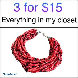 3 for $15 Red and Black Bead Bracelet
